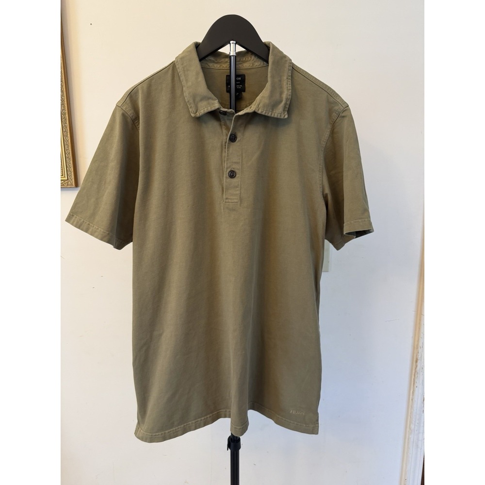 FILSON Mens Cotton Olive Green Polo Short Sleeve Shirt Large